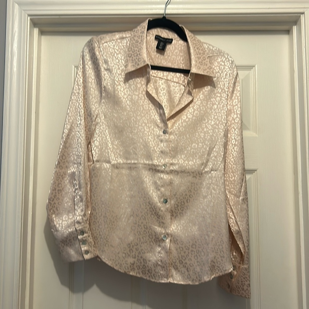 Pink leopard print silk shirt